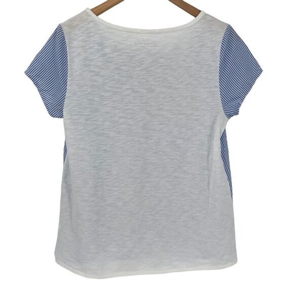 Vineyard Vines Stripe Pleated Short Sleeve Shirt Preppy Women Small Blue White - Picture 2 of 5